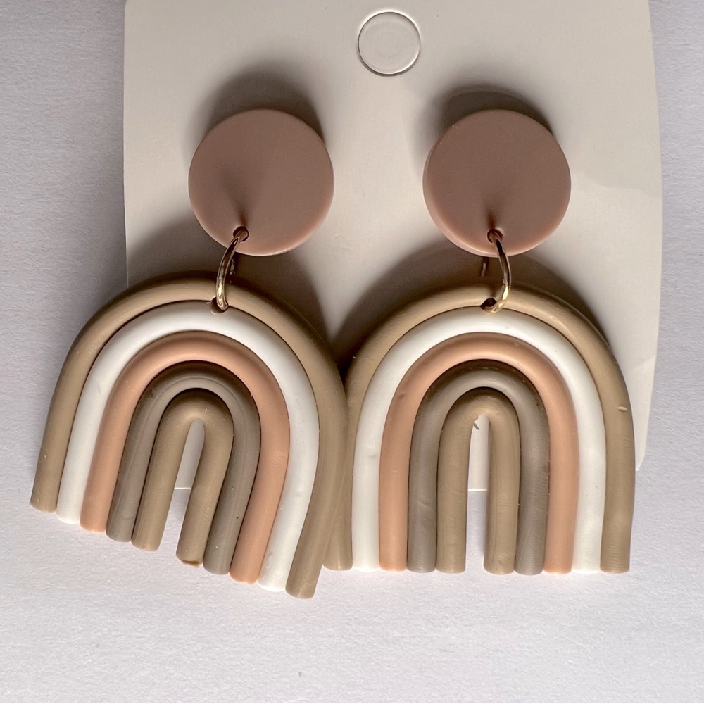 Neutral colored rainbow earrings
